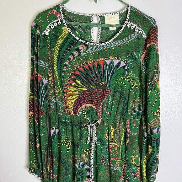 Anthropologie Maeve Janis Dress Kelly Green Abstract Print EUC Size 8 petite - Picture 6 of 6